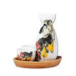 Product info: 齊白石雅酌瓷器壺杯竹盤組