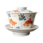 Product info: 鬥彩九魚蓋杯